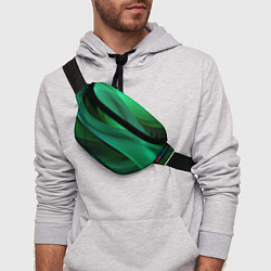 Поясная сумка Зеленые абстрактные волны, цвет: 3D-принт — фото 2