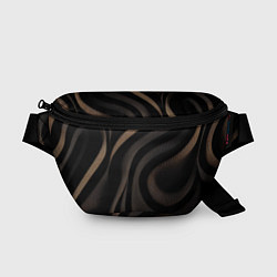 Поясная сумка Черный абстрактный узор, цвет: 3D-принт