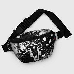 Поясная сумка Черный клевер - брызги и бык, цвет: 3D-принт — фото 2