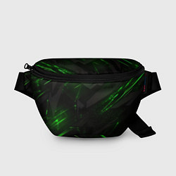 Поясная сумка Dark black green abstract, цвет: 3D-принт