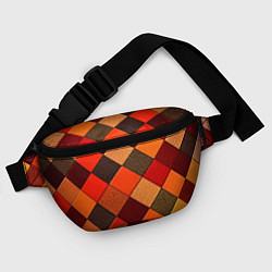 Поясная сумка Шахматка красно-коричневая, цвет: 3D-принт — фото 2