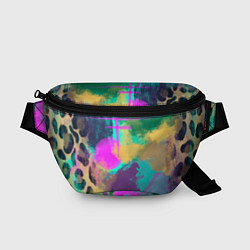 Поясная сумка Пятна краски и леопардовая шкура абстракция, цвет: 3D-принт
