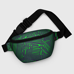 Поясная сумка Кибер сеть ЗелёныйФиолетовый, цвет: 3D-принт — фото 2