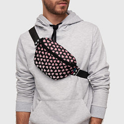 Поясная сумка Розовые сердечки на чёрном, цвет: 3D-принт — фото 2