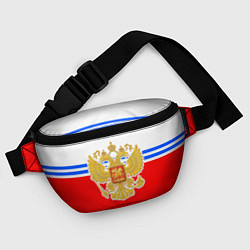 Поясная сумка Герб Российской Федерации - полосы, цвет: 3D-принт — фото 2