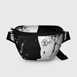 Поясная сумка Ссср знак качества - краски брызг чёрно-белых, цвет: 3D-принт