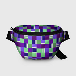 Поясная сумка Ретро квадраты баклажановые, цвет: 3D-принт
