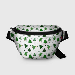 Поясная сумка Узор с зелеными елочками, цвет: 3D-принт
