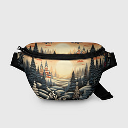 Поясная сумка Зимний предновогодний пейзаж, цвет: 3D-принт