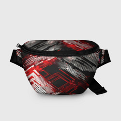 Поясная сумка Киберпанк линии белые и красные, цвет: 3D-принт