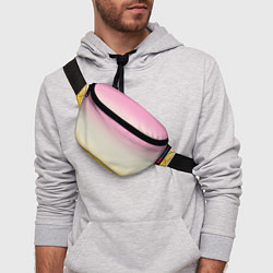 Поясная сумка Розовый бежевый желтый градиент, цвет: 3D-принт — фото 2