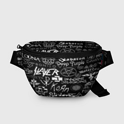 Поясная сумка Логотипы рок групп металические, цвет: 3D-принт