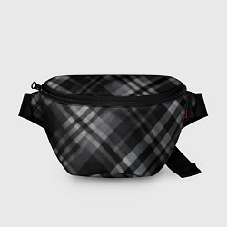 Поясная сумка Черно-белая диагональная клетка в шотландском стил, цвет: 3D-принт
