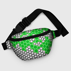 Поясная сумка Зелёная энерго-броня из шестиугольников, цвет: 3D-принт — фото 2