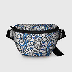 Поясная сумка Синие кружевные узоры, цвет: 3D-принт