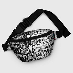 Поясная сумка Billie Eilish чернобелые битва лого, цвет: 3D-принт — фото 2