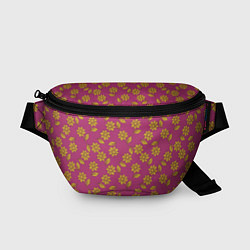 Поясная сумка Желтые цветы на розовом - паттерн, цвет: 3D-принт