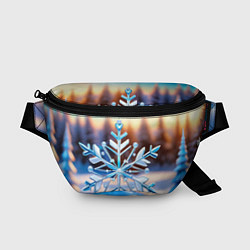 Поясная сумка Большая снежинка на фоне леса, цвет: 3D-принт