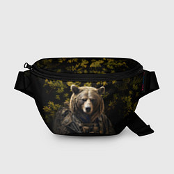 Поясная сумка Медведь солдат в ночном лесу, цвет: 3D-принт