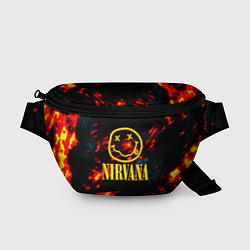 Поясная сумка Nirvana rock огненное лого лава, цвет: 3D-принт
