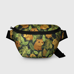 Поясная сумка Капибары - лесной маскировочный камуфляж, цвет: 3D-принт