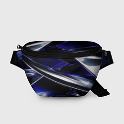 Поясная сумка Синие и серебреные абстрактные полосы, цвет: 3D-принт