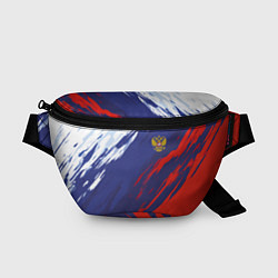 Поясная сумка Россия Sport брызги красок триколор, цвет: 3D-принт