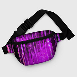 Поясная сумка Белые линии на фиолетовом фоне, цвет: 3D-принт — фото 2
