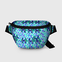Поясная сумка Синий узор и бело-чёрная обводка, цвет: 3D-принт