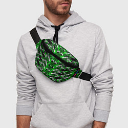 Поясная сумка Зелёно-белая техно броня, цвет: 3D-принт — фото 2