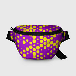 Поясная сумка Желтые соты на фиолетовом фоне, цвет: 3D-принт
