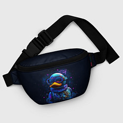 Поясная сумка Резиновый черный утенок в очках в стиле стимпанк, цвет: 3D-принт — фото 2