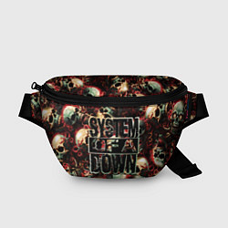 Поясная сумка System of a Down на фоне черепов, цвет: 3D-принт