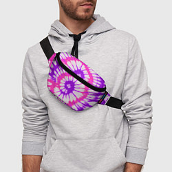 Поясная сумка Тай дай розовый с фиолетовым, цвет: 3D-принт — фото 2