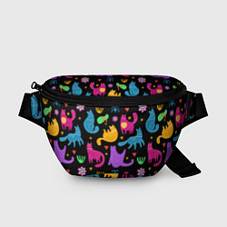 Поясная сумка Паттерн разноцветных котиков, цвет: 3D-принт