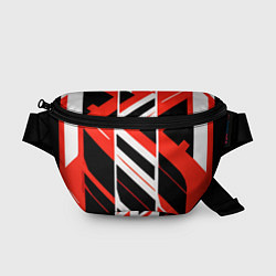 Поясная сумка Black and red stripes on a white background, цвет: 3D-принт