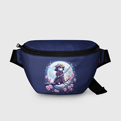 Поясная сумка Котёнок самурай - цветущая сакура, цвет: 3D-принт