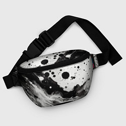 Поясная сумка Чёрно-белая абстракция - кляксы, цвет: 3D-принт — фото 2