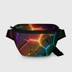 Поясная сумка Радужные неоновые плиты в разломе, цвет: 3D-принт