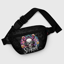 Поясная сумка Slipknot на фоне черепа демона с рогами в очках, цвет: 3D-принт — фото 2