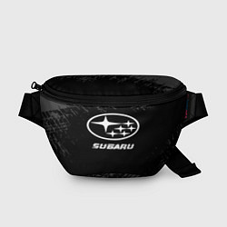 Поясная сумка Subaru speed на темном фоне со следами шин, цвет: 3D-принт