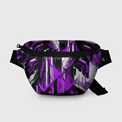 Поясная сумка White and purple abstraction on a black background, цвет: 3D-принт