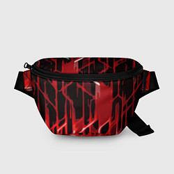 Поясная сумка Abstract red stripes on a black background, цвет: 3D-принт