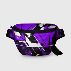 Поясная сумка Diagonal black and white stripes on a purple backg, цвет: 3D-принт