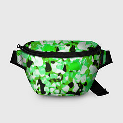 Поясная сумка Green and white abstraction on a black background, цвет: 3D-принт