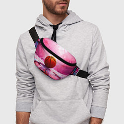 Поясная сумка Баскетбольный мяч у розовой стены, цвет: 3D-принт — фото 2