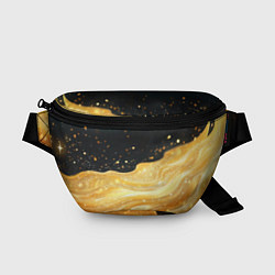 Поясная сумка Золотистая материя на черном фоне, цвет: 3D-принт