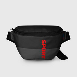 Поясная сумка Sport красными на сером, цвет: 3D-принт