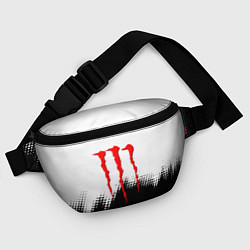 Поясная сумка Monster energy чёрно белые краски, цвет: 3D-принт — фото 2