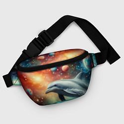 Поясная сумка Галактический дельфин - неоновый космос, цвет: 3D-принт — фото 2